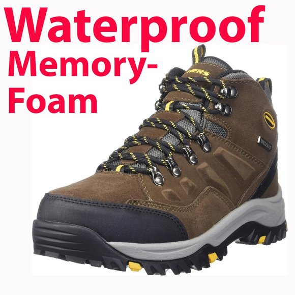 Brand New Skechers Relaxed Fit Relment Pelmo Waterproof Leather Hiking Boots - Picture 1 of 7